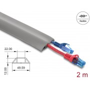 DELOCK κανάλι καλωδίων 20767 με αυτοκόλλητο, εύκαμπτο PVC, 50x14mm, 2m, γκρι