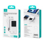 USAMS power bank US-CD212 με καλώδια, 4x έξοδοι, 20000mAh, 20W, λευκό