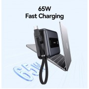 USAMS power bank CD243 με καλώδιο USB-C, 2x θύρες εξόδου, 20000mAh, 65W, γκρι