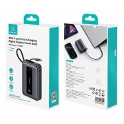 USAMS power bank CD243 με καλώδιο USB-C, 2x θύρες εξόδου, 20000mAh, 65W, γκρι