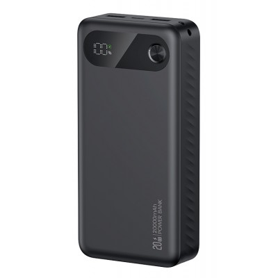 USAMS power bank CD251 με οθόνη, 3x θύρες εξόδου, 20000mAh, PD20W, μαύρο