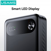 USAMS power bank CD251 με οθόνη, 3x θύρες εξόδου, 20000mAh, PD20W, λευκό