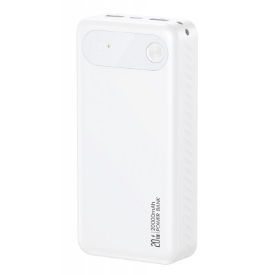 USAMS power bank CD251 με οθόνη, 3x θύρες εξόδου, 20000mAh, PD20W, λευκό