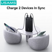 USAMS power bank CD254, 2x θύρες εξόδου, 20000mAh, 10W, μαύρο