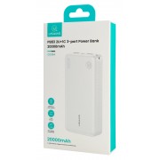 USAMS power bank CD254, 2x θύρες εξόδου, 20000mAh, 10W, λευκό