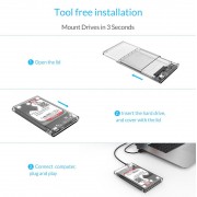 ORICO θήκη για 2.5" SATA HDD/SSD 2139C3, 5Gbps, διάφανη