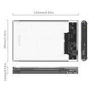 ORICO θήκη για 2.5" SATA HDD/SSD 2139C3, 5Gbps, διάφανη