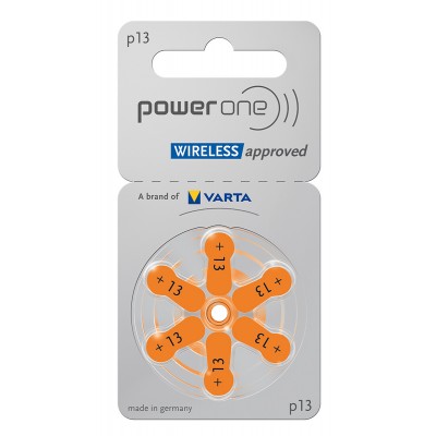POWER ONE μπαταρίες ακουστικών βαρηκοΐας P13, mercury free, 1.45V, 6τμχ