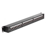 DELOCK patch panel 43295, 19"/1U, CAT 6, 24x coupler RJ45 ports, μαύρο