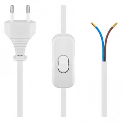 GOOBAY καλώδιο τροφοδοσίας 51349, 2x0.75mm², με διακόπτη, 1.5m, λευκό