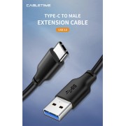 CABLETIME καλώδιο USB-C σε USB CMAMN, 3A, 5Gbps, 0.25m, μαύρο