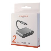CABLETIME αντάπτορας USB-C σε HDMI & VGA CT-PU31, 4K/30Hz, ασημί