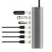 CABLETIME USB-C hub C160, 7x USB, 5Gbps, 0.15m, ασημί