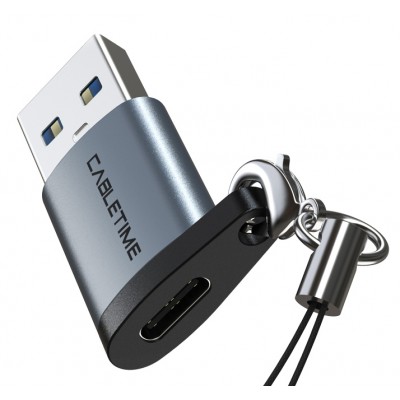CABLETIME αντάπτορας USB-C σε USB CT-AMCF, 2.1A, 5Gbps, γκρι