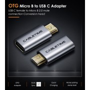 CABLETIME αντάπτορας micro USB σε USB-C CT-CFMCB, 480Mbps, γκρι