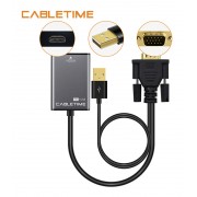 CABLETIME αντάπτορας HDMI σε VGA CT-VGAH με USB, 1080p, 0.15m, μαύρος