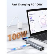 CABLETIME docking station CT-HUBP7-AG, 7 θυρών, USB-C, 100W, 4K, μαύρο