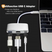 CABLETIME docking station CT-CMHD31, 3 θυρών, USB-C, 60W PD, 4K, ασημί