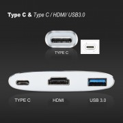 CABLETIME docking station CT-CMHD31, 3 θυρών, USB-C, 60W PD, 4K, ασημί