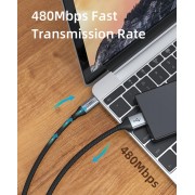 CABLETIME καλώδιο USB-C σε USB CT-C160-PU32-CMAMN1, 3A, 480Mbps, 0.25m, μαύρο
