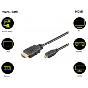 GOOBAY καλώδιο micro HDMI σε HDMI 53784 με Ethernet, 4K/60Hz, 1.5m, μαύρο