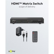 GOOBAY HDMI matrix switch 58478, τηλεχειριστήριο, 4 σε 2, 4K/30Hz, μαύρο