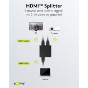 GOOBAY HDMI splitter 58480, 2 σε 1, 4K/30Hz, μαύρο