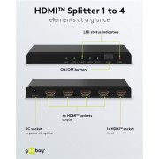 GOOBAY HDMI splitter 58482, 4 σε 1, 4K/30Hz, μαύρο