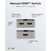 GOOBAY HDMI switch 58486, 2-in σε 1-out, 4K/60Hz, μαύρο