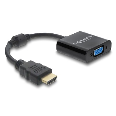 DELOCK αντάπτορας HDMI σε VGA 61077, 1080p, μαύρος