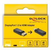 DELOCK αντάπτορας DisplayPort σε HDMI 61086, 4K/60Hz, active, μαύρος