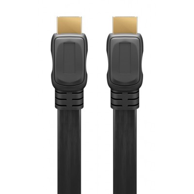 GOOBAY καλώδιο HDMI 2.0 61277, Ethernet flat, 4K/60Hz 18 Gbps, 1m, μαύρο