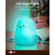 GOOBAY LED φωτιστικό νυκτός πιγκουίνος 61648, RGB, επαναφορτιζόμενο, λευκό