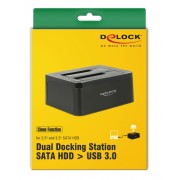 DELOCK docking station 62661, clone function, 2x HDD/SSD, 6Gb/s, μαύρο