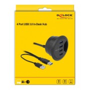 DELOCK USB hub 62868, 4x θυρών, 5Gbps, Φ60/80mm, USB σύνδεση, μαύρο