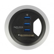 DELOCK USB hub 62869 με card reader, 5x θυρών, 5Gbps, Φ60/80mm, μαύρο