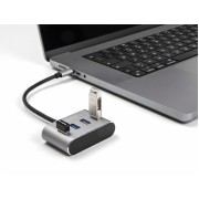 DELOCK USB hub 63223, 4x θυρών, 5Gbps, USB-C σύνδεση, γκρι