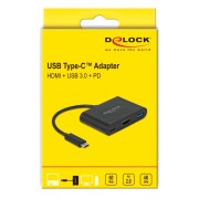 DELOCK docking station 64091, 3 θυρών, USB-C σύνδεση, 60W PD, 4K, μαύρο