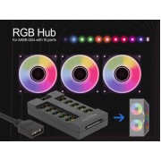 DELOCK RGB hub 64128 για ARGB LEDs, 10 θύρες, μαύρο