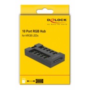 DELOCK RGB hub 64128 για ARGB LEDs, 10 θύρες, μαύρο