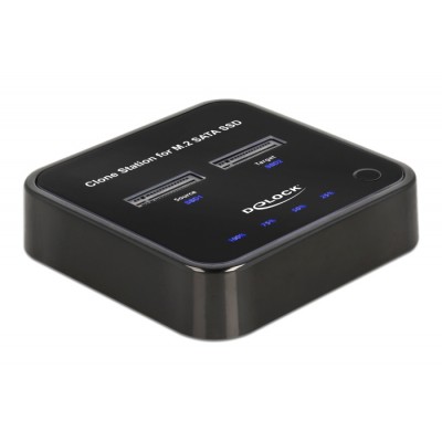 DELOCK docking station για M.2 SATA SSD 64178, 2 θέσεων, 6Gbps, clone function, μαύρο