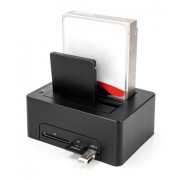 DELOCK docking station 64183 clone function, 2x HDD, CF/SD, 5Gbps, μαύρο