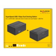 DELOCK docking station 64183 clone function, 2x HDD, CF/SD, 5Gbps, μαύρο