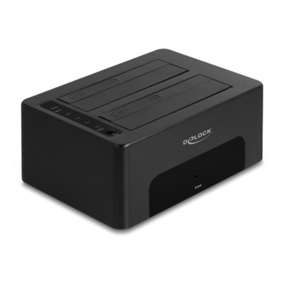 DELOCK docking station για 2.5" ή 3.5" SATA HDD/SSD 64187, 2 θέσεων, 5Gbps, clone/erase function, μαύρο