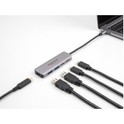 DELOCK USB hub 64239, 4x θυρών, 5Gbps, USB-C σύνδεση, γκρι