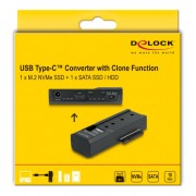 DELOCK docking station 64252 για M.2 NVMe/SATA SSD & HDD, clone function