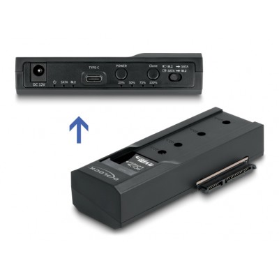 DELOCK docking station για M.2 NVMe/SATA ή 2.5"/3.5" SSD/HDD 64252, 10Gbps, clone function, μαύρο