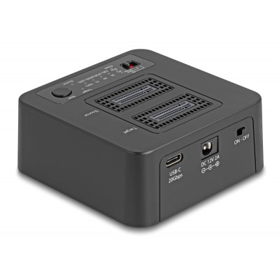 DELOCK docking station για M.2 NVMe SSD 64300, 2 θέσεων, 20Gbps, clone/erase function, μαύρο