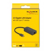 DELOCK αντάπτορας δικτύου 66046, USB-C, 2.5Gbps Ethernet, μαύρος
