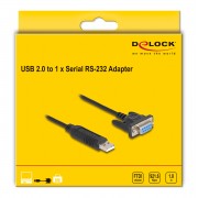 DELOCK καλώδιο USB σε RS-232 67382, 921.6Kbps, 1.8m, μαύρο